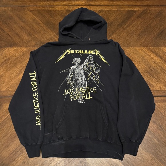 Metallica Other - Metallica And Justice For All Black Graphic Hoodie Band Sweatshirt Mens XL
